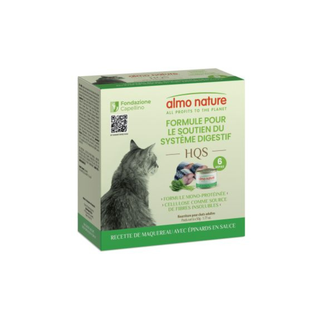 ALMO NATURE | Soutien digestif HQS maquereau et épinards en sauce 6x50g