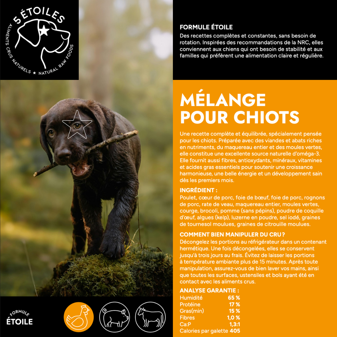 5 ÉTOILES | Formule Étoiles Poulet Mélange pour Chiots 10 lbs