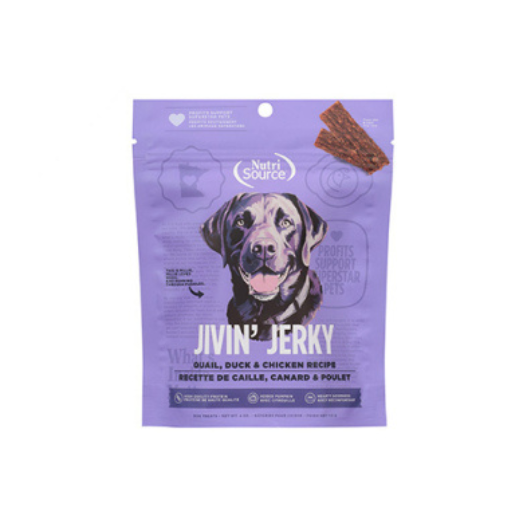 NUTRISOURCE | Jivin' Jerky caille, canard et poulet 4oz
