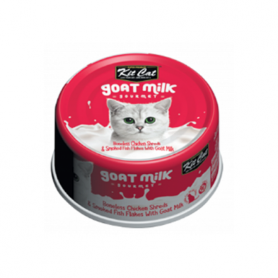 KIT CAT GOAT MILK GOURMET | Chat, Lait de chèvre, poulet et poisson fumé 70g