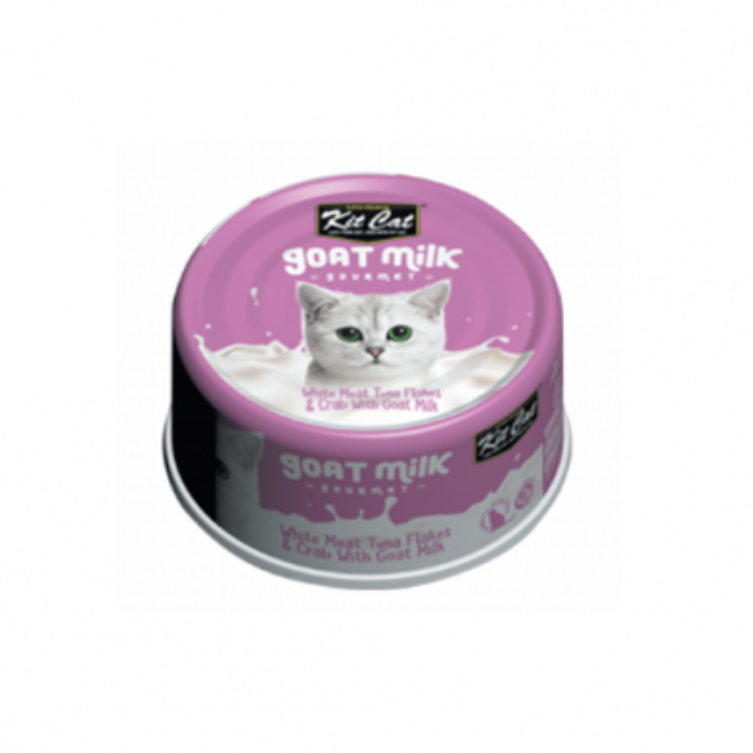 KIT CAT GOAT MILK GOURMET | Chat, Lait de chèvre, thon et crabe 70g