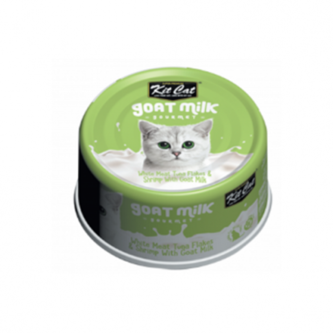 KIT CAT GOAT MILK GOURMET | Chat, Lait de chèvre, thon et crevette 70g