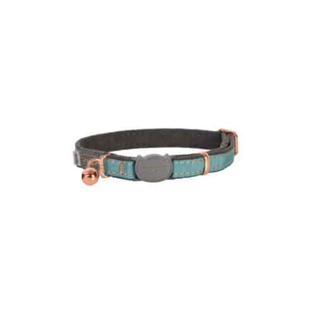 Le collier de sécurité Rogz UrbanCat turquoise est recommandé pour un usage quotidien et l'identification. Nature Animale, votre référence en alimentation et sports canin à Mascouche.