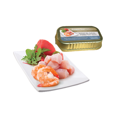 SNAPPY TOM | Conserve ultimate pour chats poulet et crevette 85g. Nature Animale, votre référence en alimentation animale à Mascouche.