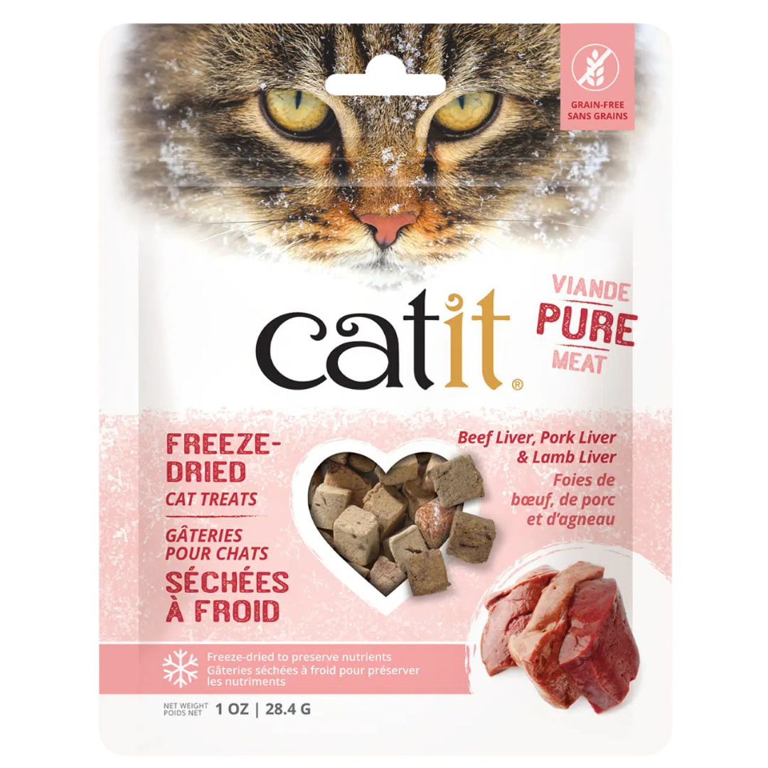 CATIT | Gâteries lyophilisées au foie de boeuf, porc et agneau 28.4g. Nature Animale, votre référence en alimentation et sports canin à Mascouche.