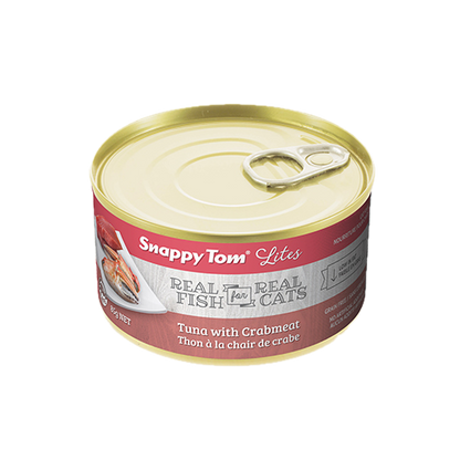 SNAPPY TOM | Conserve lites pour chats thon et chair de crabe 85g. Nature Animale, votre référence en alimentation animale à Mascouche.