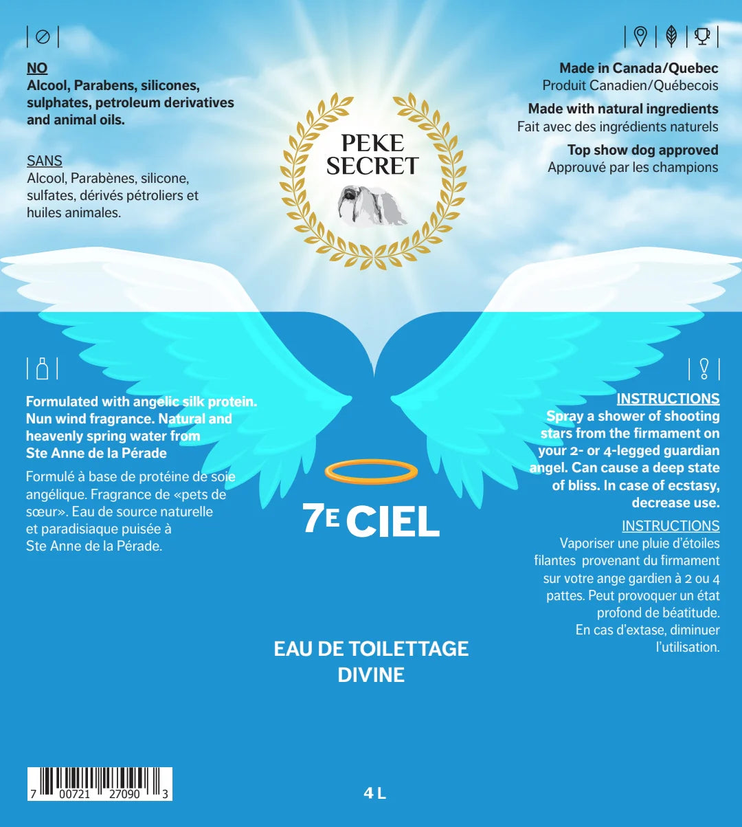 PEKE SECRET | Eau de toilettage 7e CIEL. Nature Animale, votre référence en alimentation animale et sport canin à Mascouche.