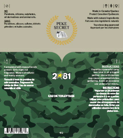 PEKE SECRET | Eau de toilettage 2*81. Nature Animale, votre référence en alimentation animale et sport canin à Mascouche.