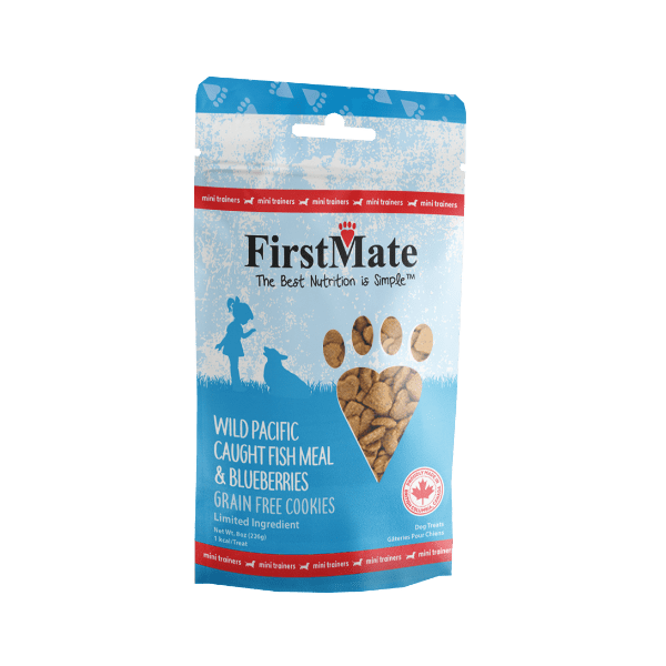 FIRSTMATE | Gâterie mini poisson pacifique bleuet. Nature Animale, votre référence en alimentation animale à Mascouche.