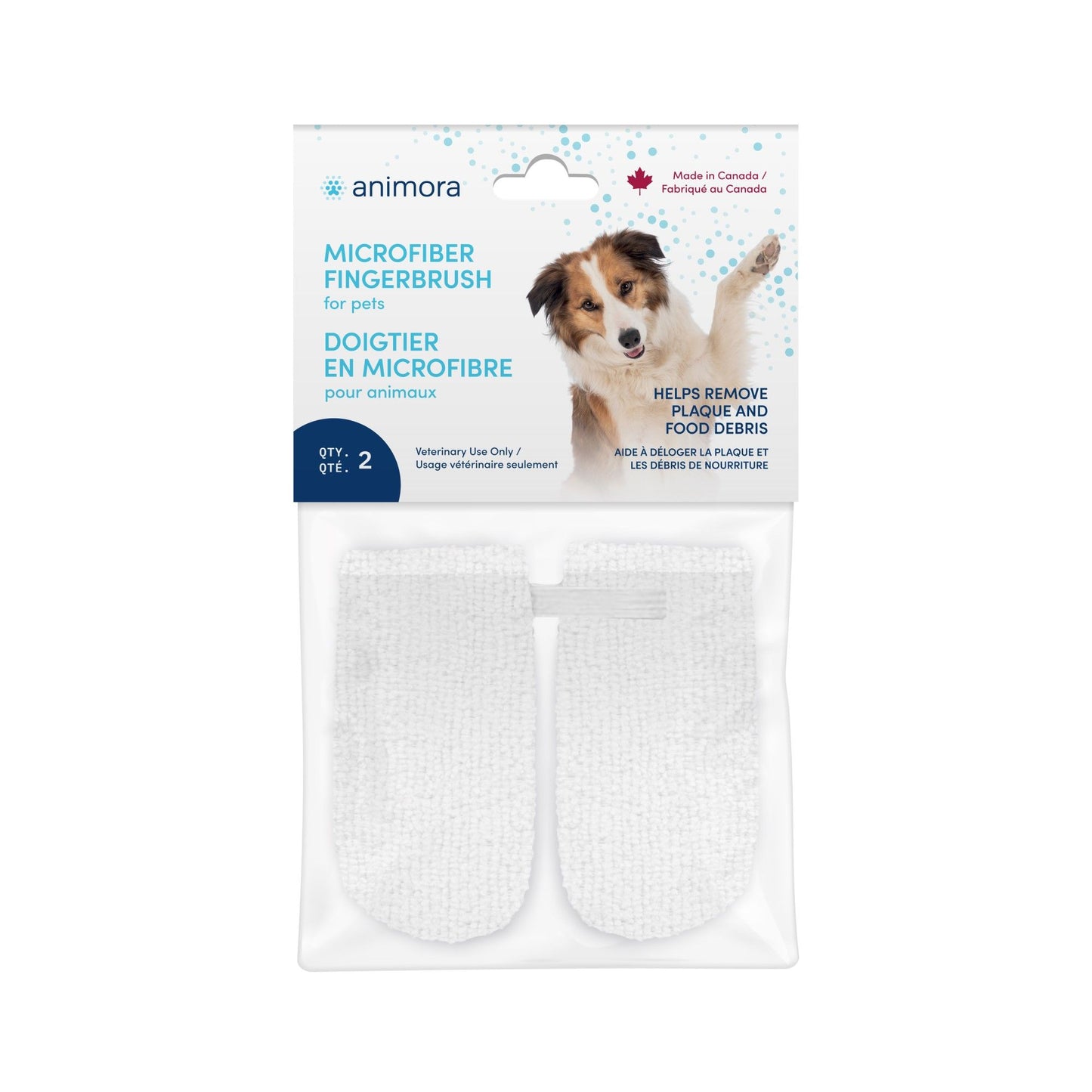 ANIMORA | Doigtiers en microfibre pour dents de chiens. Nature Animale, votre référence en alimentation animale et sport canin à Mascouche.
