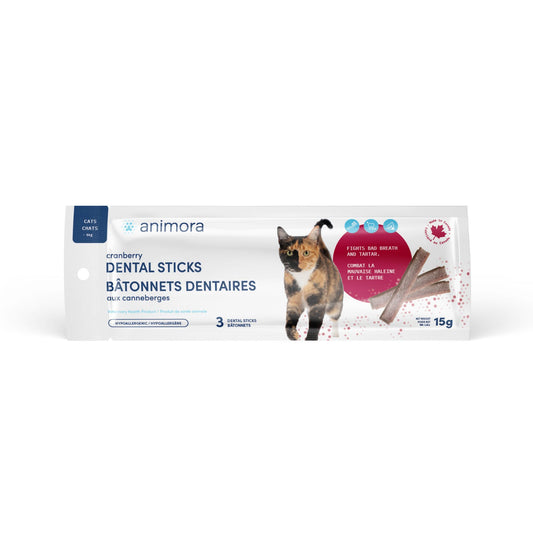 ANIMORA | Bâtonnets dentaire à la canneberge pour chats paquet de 3. Nature Animale, votre référence en alimentation animale et sport canin à Mascouche.