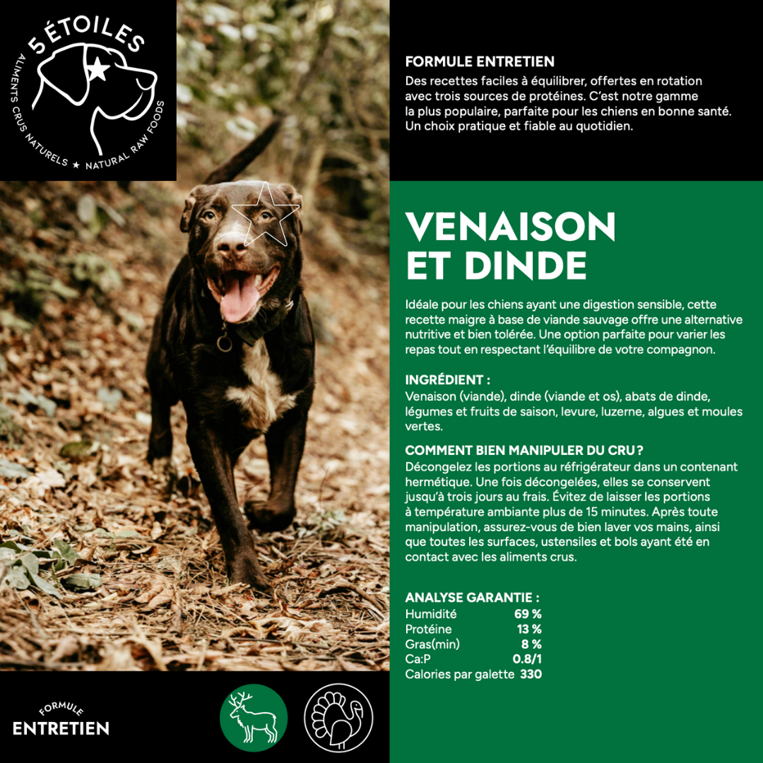Aliments 5 Etoiles Venaison et dinde 10 lbs