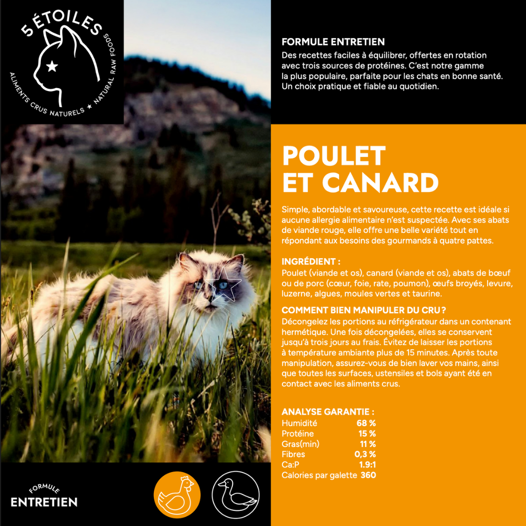 Aliments 5 Etoiles pour chat, poulet et canard