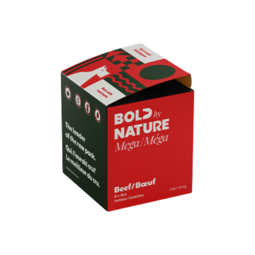 Bold by nature mega boeuf 4lbs pour chien. Nature Aniamel, votre référence en alimentation animale à Mascouche.