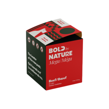 Bold by nature mega boeuf 4lbs pour chien. Nature Aniamel, votre référence en alimentation animale à Mascouche.