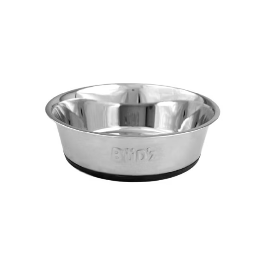 BUD'Z | Bol en inox avec base en silicone noir