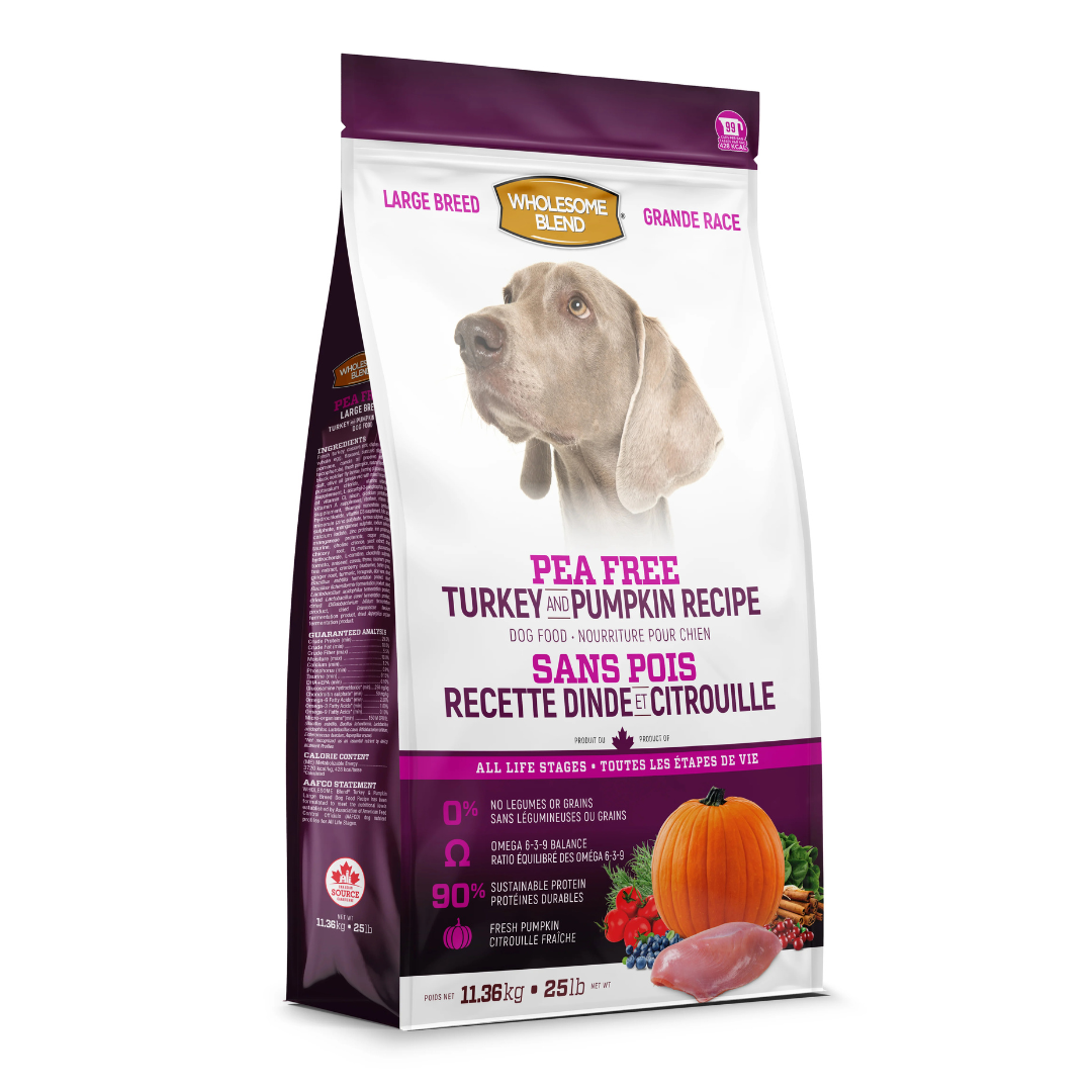 Wholesome Blend | Sans Pois, Dinde et citrouille, grande race 11.36 kg