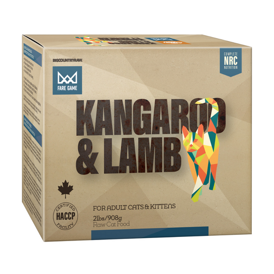 BIG COUNTRY RAW | Fare Game Kangourou et agneau 2lbs pour chats. Nature Animale, votre référence en alimentation et sports canin à Mascouche.