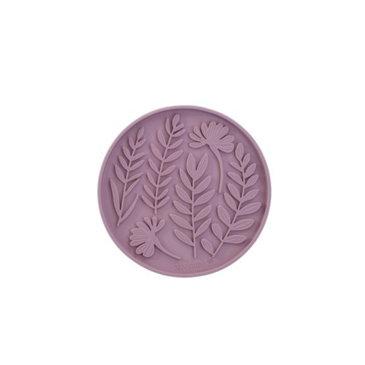 DEXYPAWS | Tapis de lèche cercle avec feuillage rose poudré