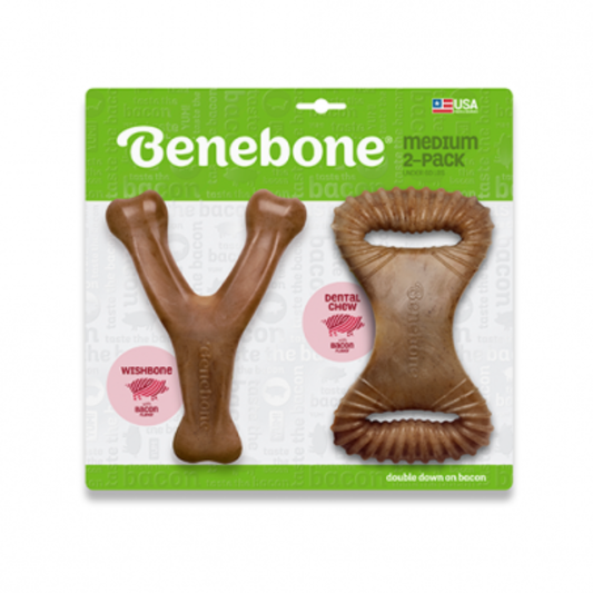 BENEBONE | Dental chew et wishbone Medium bacon 2pc