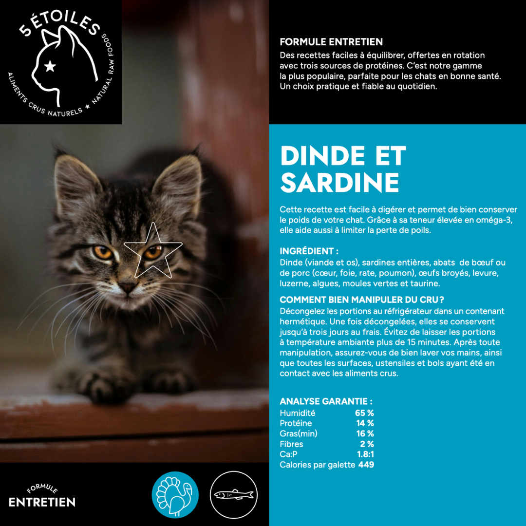 5 ÉTOILES | Chat Dinde et sardine 10lbs