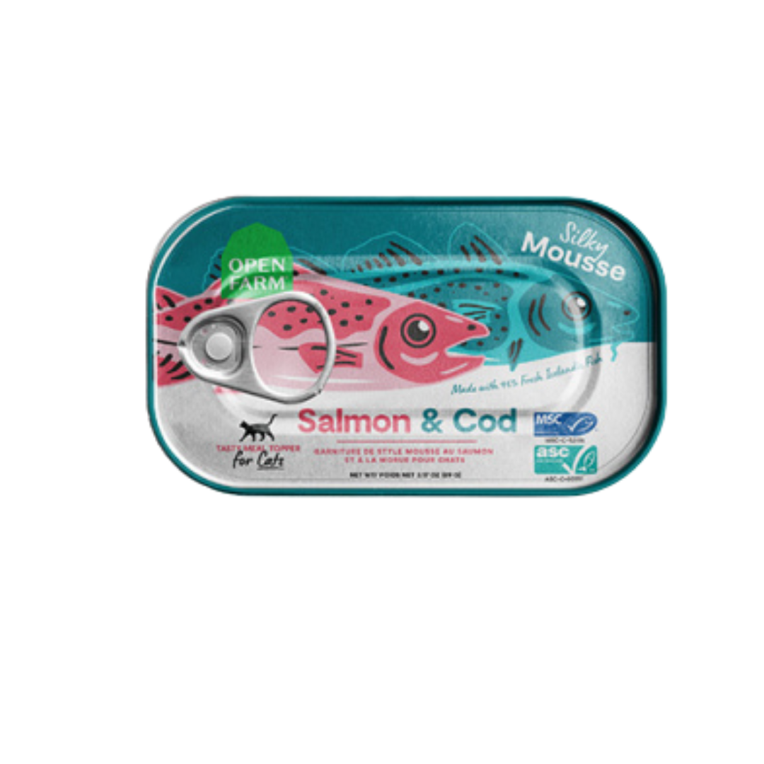 OPEN FARM |  Garniture mousse de saumon & morue pour chat 3oz