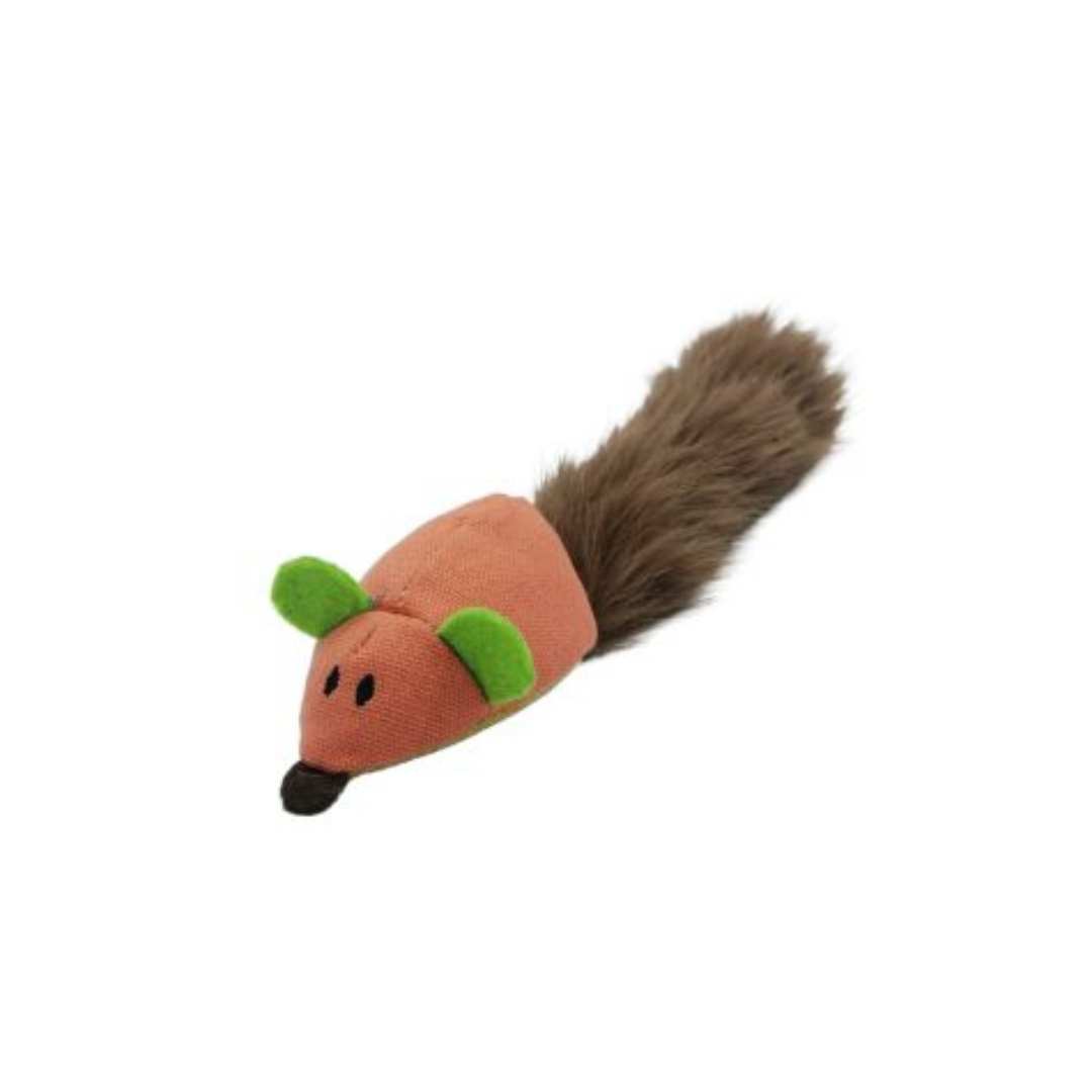 BUD'Z | Souris à queue soyeuse 10" avec tube d'herbe à chat