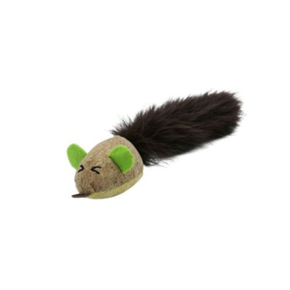 BUD'Z | Souris à queue soyeuse 10" avec tube d'herbe à chat