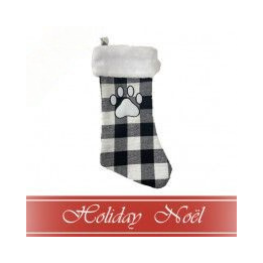 SPOT | Holiday whitegrey plaid paw print