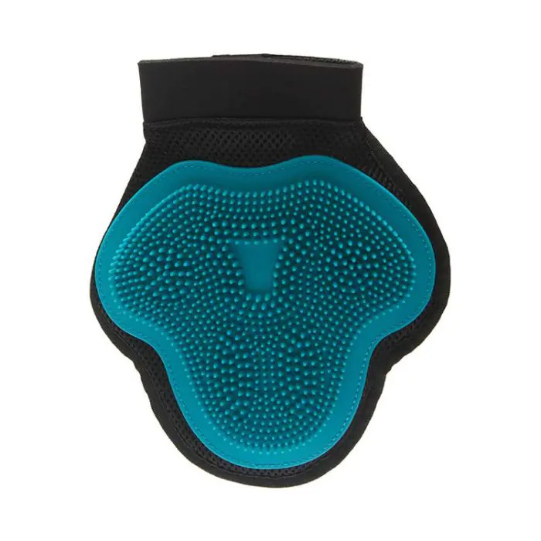 MESSY MUTTS | Gant de toilettage avec brosse en silicone bleu