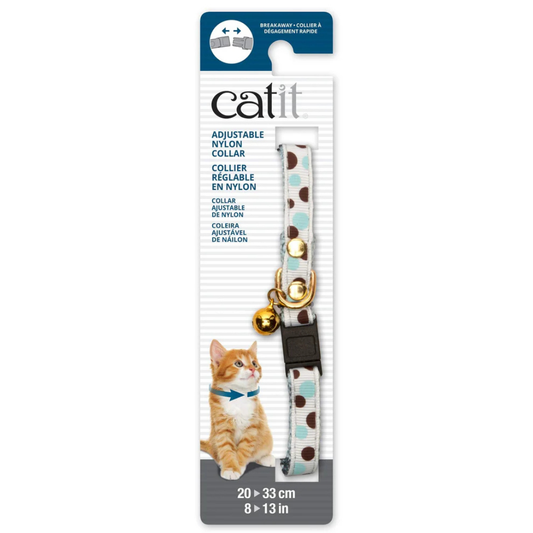 CATIT | Collier chat white/blue dot pattern 20-33cm