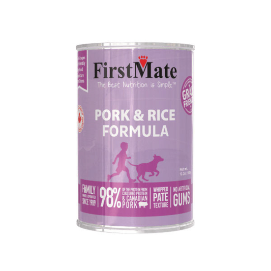 FIRSTMATE | Chien ingrédient limité conserve porc et riz 12oz