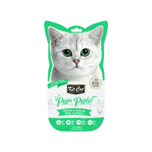 KIT CAT | Purr purées poulet et pétoncle 4 X 15g
