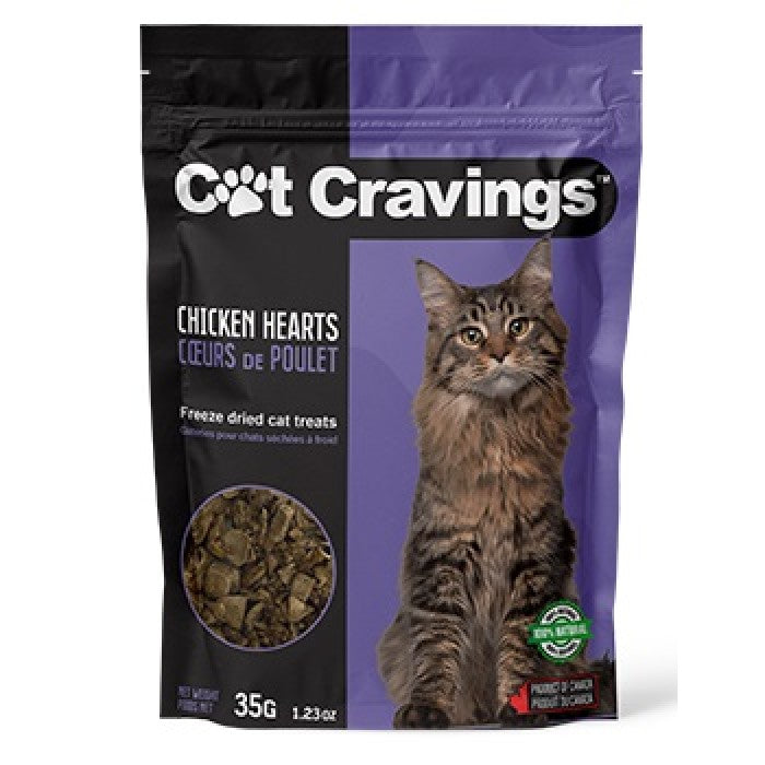 CAT CRAVING | Coeur de poulet 35 gr de qualité pour chat adulte. Nature Animale, votre référence en alimentation animale à Mascouche.