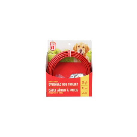DOG IT | Câble d'attache aérien poulie 50" rouge