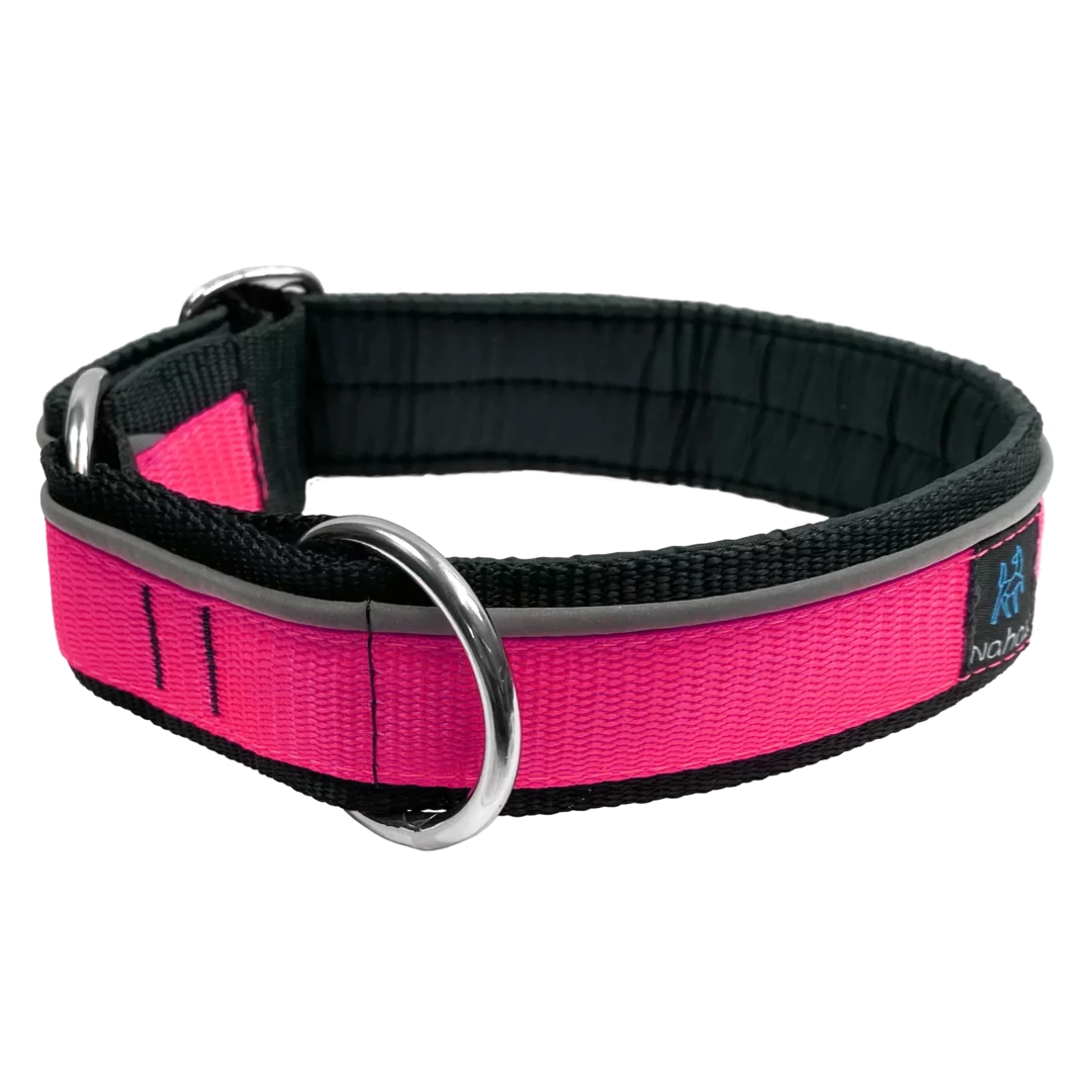 NAHAK | Collier rose fluo pour chien - rembourré avec réflecteur. Nature Animale, votre référence en alimentation animale et sport canin à Mascouche.