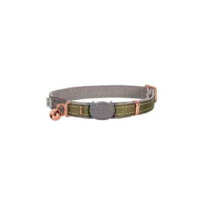 Le collier de sécurité Rogz UrbanCat olive est recommandé pour un usage quotidien et l'identification. Nature Animale, votre référence en alimentation et sports canin à Mascouche.