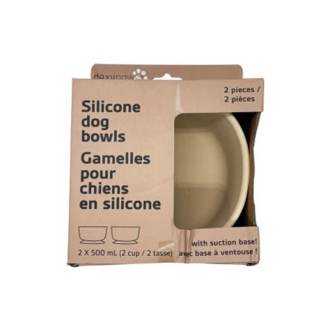 DEXYPAWS | Ensemble de deux bols en silicone beige naturel