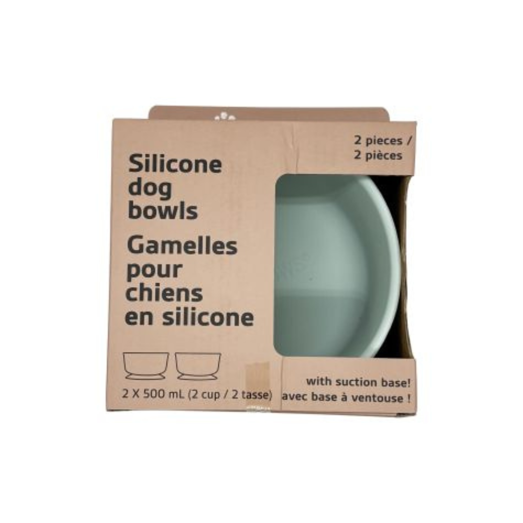 DEXYPAWS | Ensemble de deux bols en silicone vert sauge
