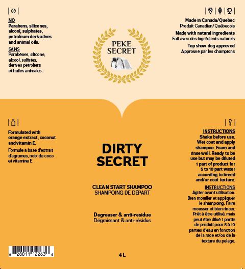 PEKE SECRET | Shampoing naturel pour chien et chat DIRTY SECRET. Nature Animale, votre référence en alimentation animale et sport canin à Mascouche.