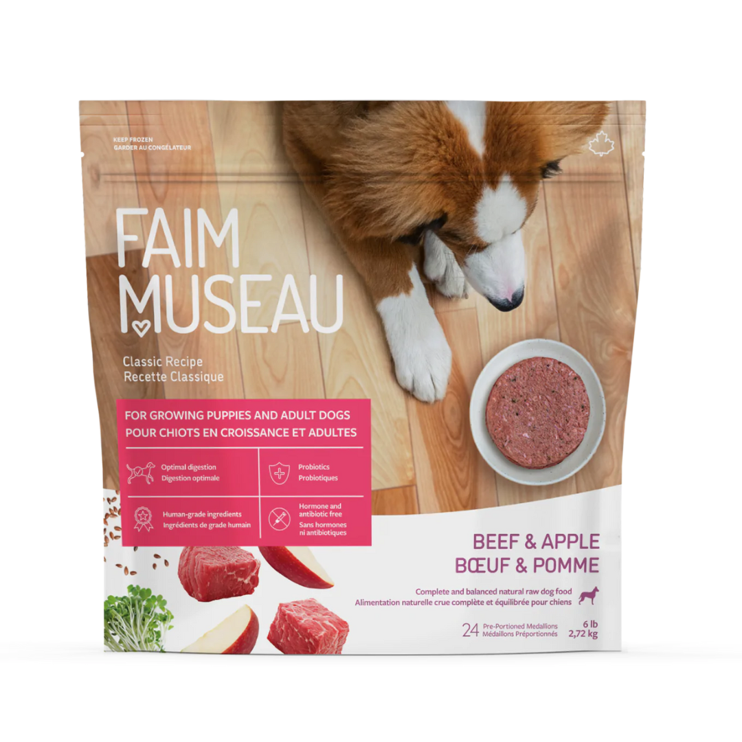 Faim Museau boeuf et pomme. Nature Animale, votre référence en alimentation animale à Mascouche.
