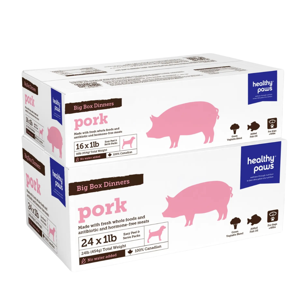 HEALTHY PAWS | Boîte diner porc 24lb