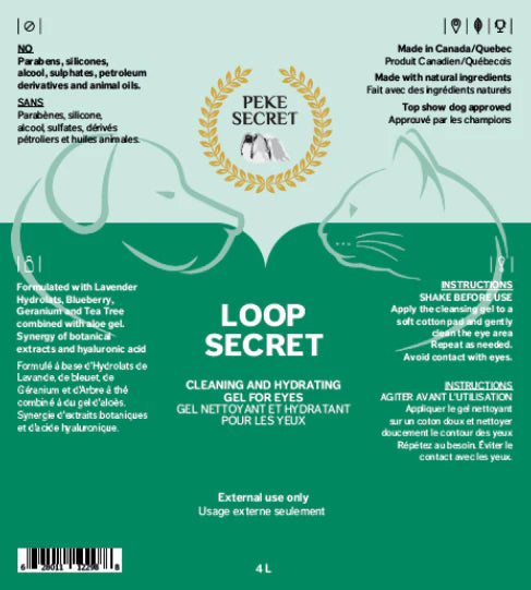 PEKE SECRET | Gel nettoyant pour les yeux LOOP SECRET. Nature Animale, votre référence en alimentation animale et sport canin à Mascouche.