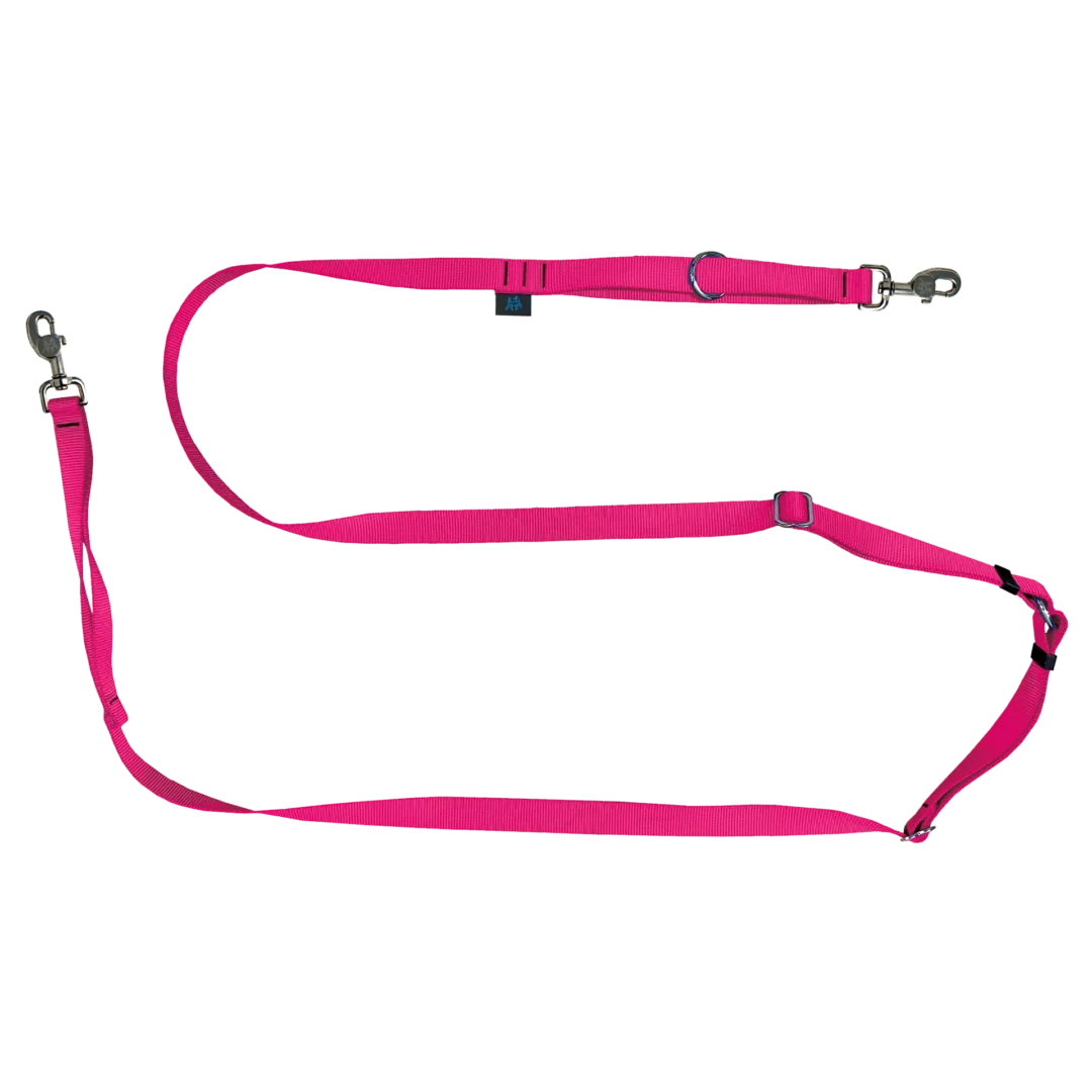 NAHAK | Laisse rose pour chien - multifonction ajustable. Nature Animale, votre référence en alimentation animale et sport canin à Mascouche.