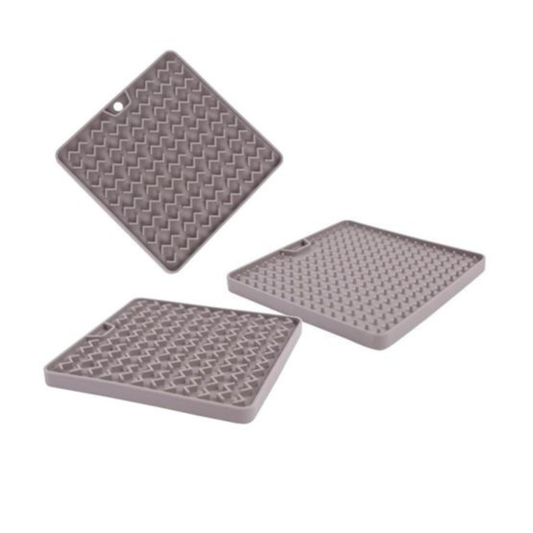 MESSY MUTTS | Tapis en silicone réversible gris 5.5"x5.5"