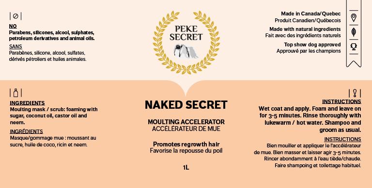 PEKE SECRET | Traitement contre la mue pour chien et chat NAKED SECRET. Nature Animale, votre référence en alimentation animale et sport canin à Mascouche.
