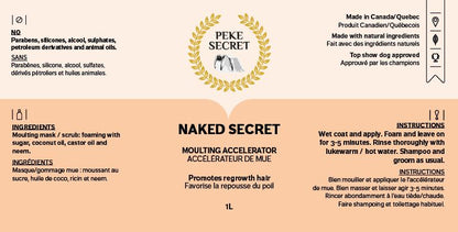 PEKE SECRET | Traitement contre la mue pour chien et chat NAKED SECRET. Nature Animale, votre référence en alimentation animale et sport canin à Mascouche.