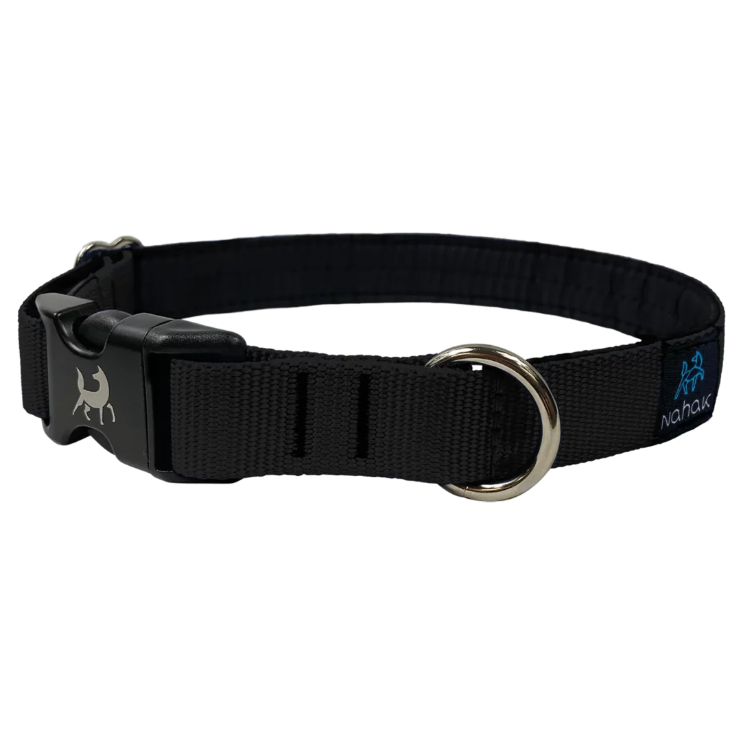 NAHAK | Collier noir pour chien - rembourré avec clip. Nature Animale, votre référence en alimentation animale et sport canin à Mascouche.