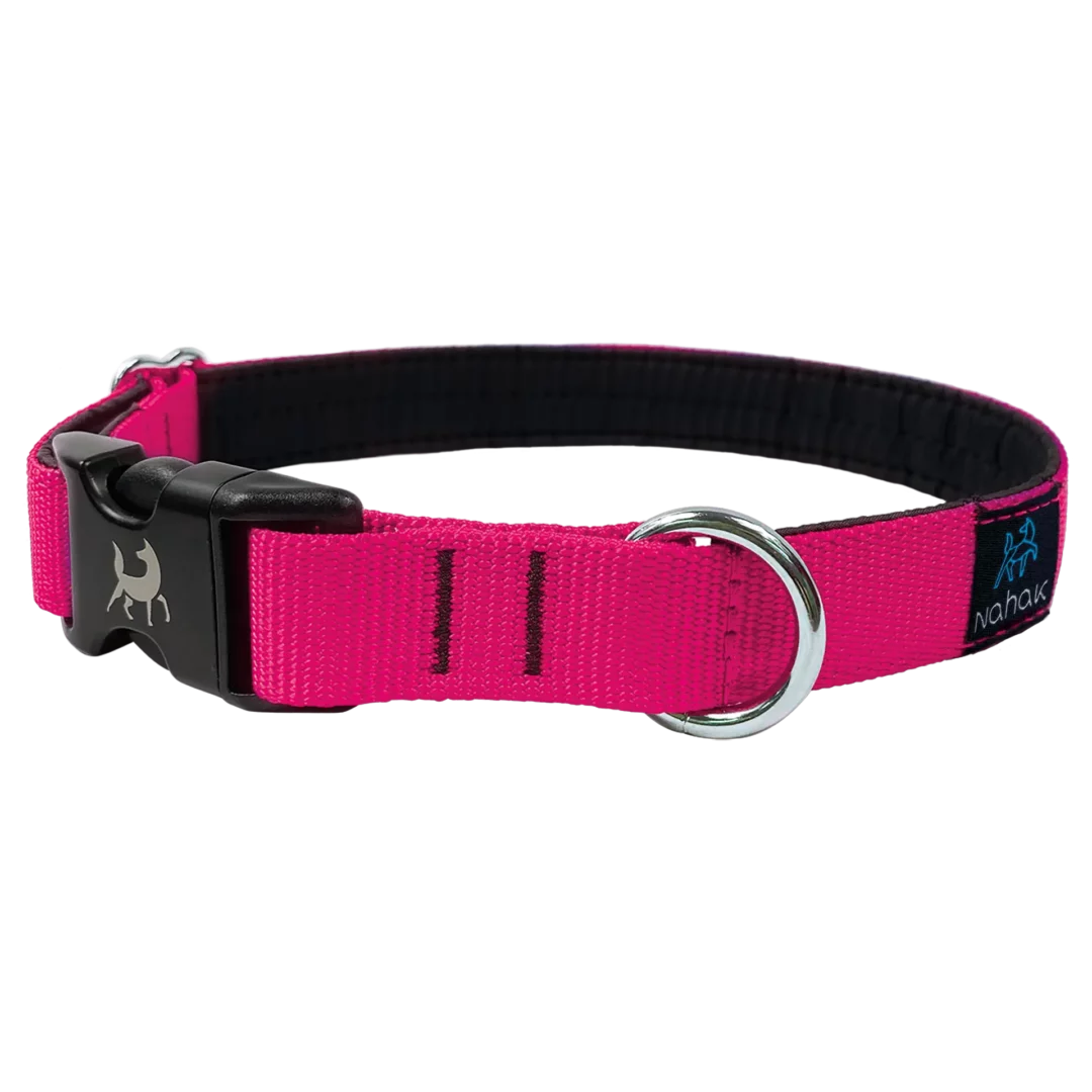 NAHAK | Collier rose fluo pour chien - rembourré avec clip. Nature Animale, votre référence en alimentation animale et sport canin à Mascouche.