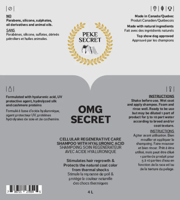 PEKE SECRET | Shampoing naturel pour chien et chat OMG SECRET